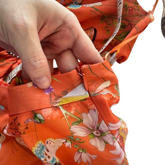 NWT My Beachy Side Begonia Flowy Cut-Out Floral Orange Maxi Dress Ring Small S - Picture 15 of 16